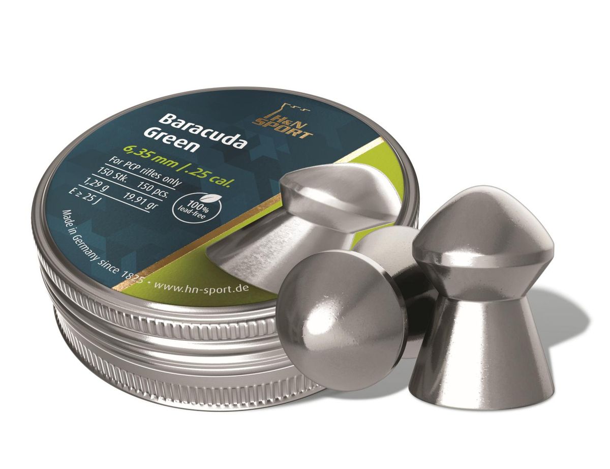 H&N Baracuda Green .25 Caliber Airgun Pellets 150 Count
