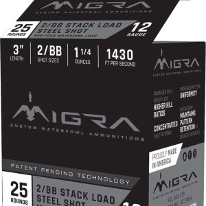 Migra Waterfowl Steel Shot Shotshell 12 ga 3" 1-1/4 oz 1430 fps #2-BB 25/ct