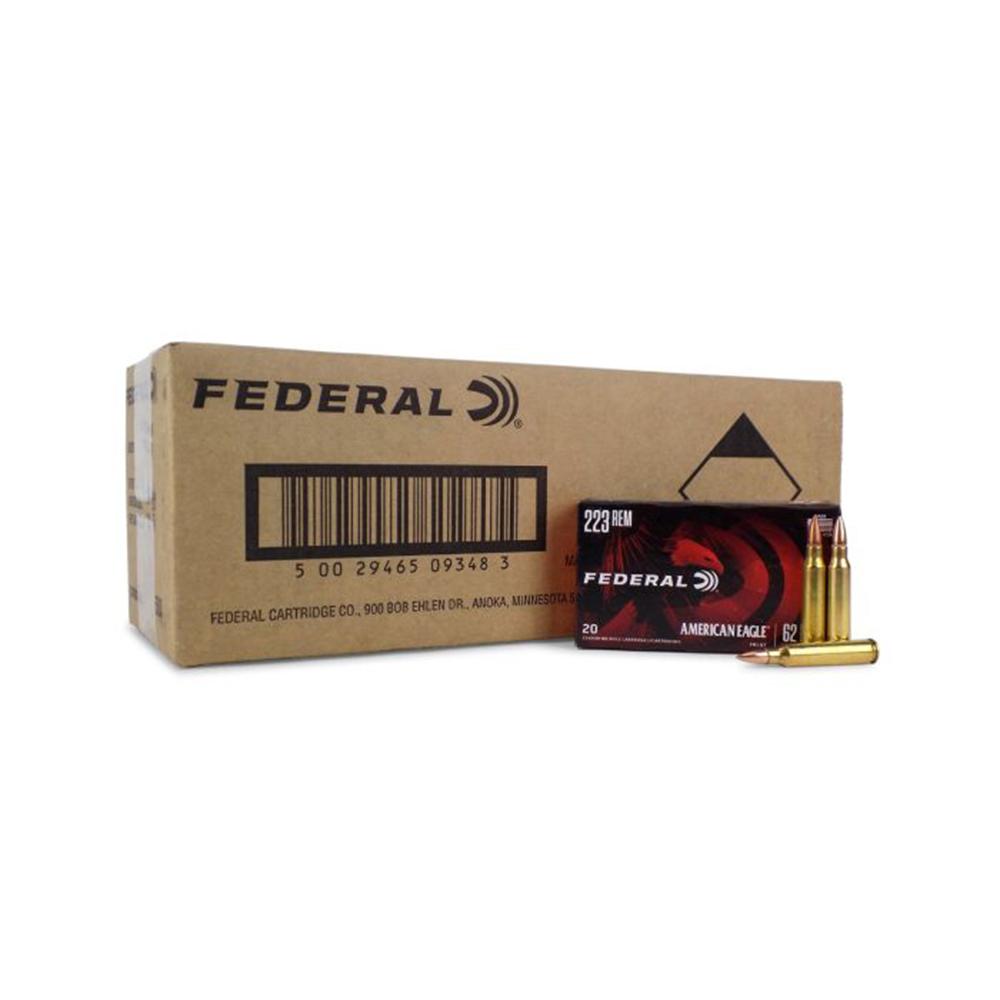 Federal American Eagle Rifle Ammunition .223 Rem 62 gr FMJ 3020 fps 500/ct