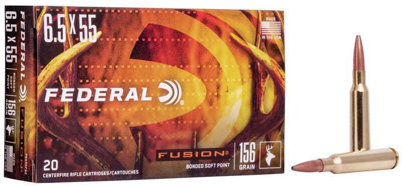 Federal Fusion Rifle Ammuniton 6.5x55 Swedish Mauser 156gr SP 2500 fps 20/ct