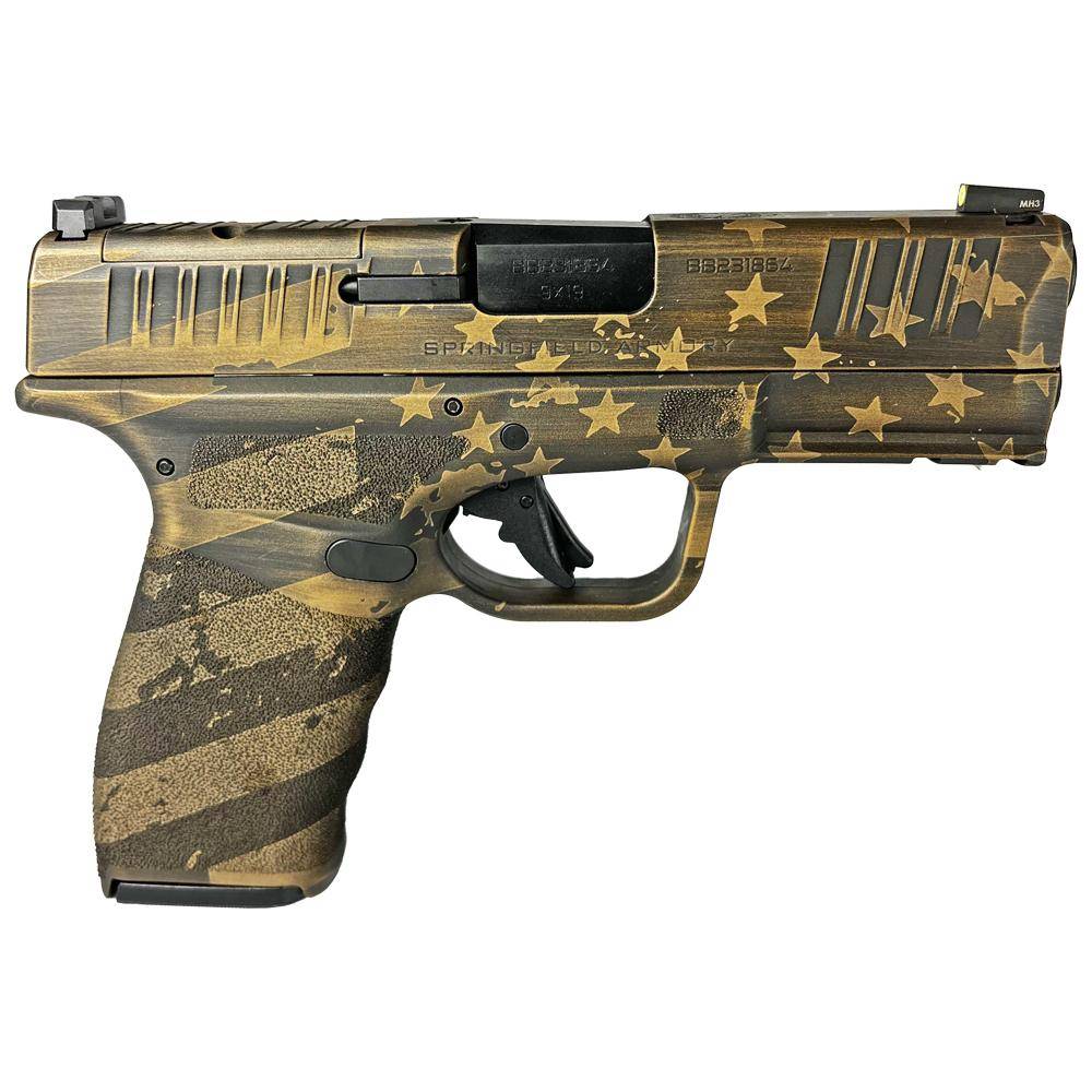 Springfield Hellcat Pro OSP "Distressed Flag Burnt Bronze" Handgun 9mm Luger 15rd(2) Magazines 3.7" Barrel