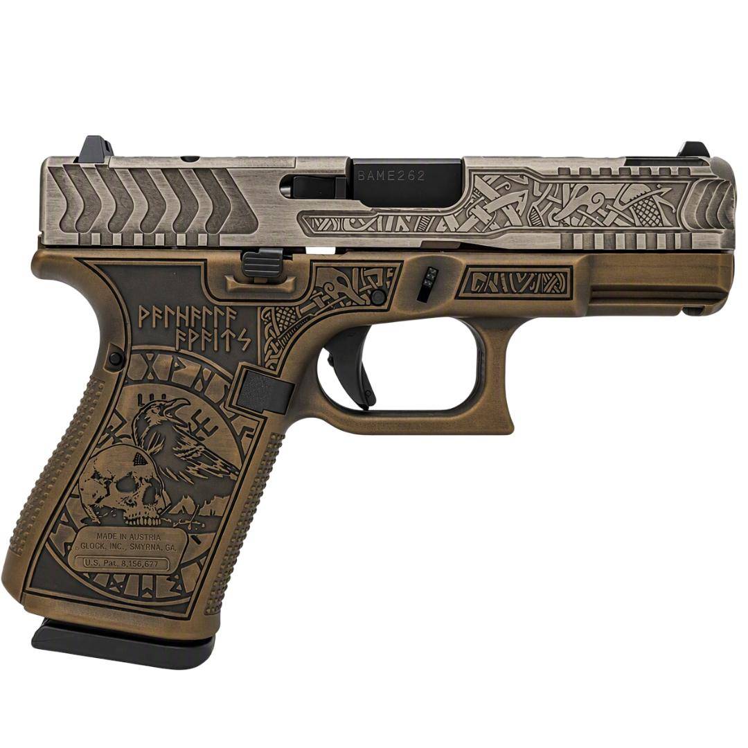 Glock 19V Custom "Viking" in Colonial Brown Handgun 9mm Luger 15rd Magazines(3) 4" Barrel