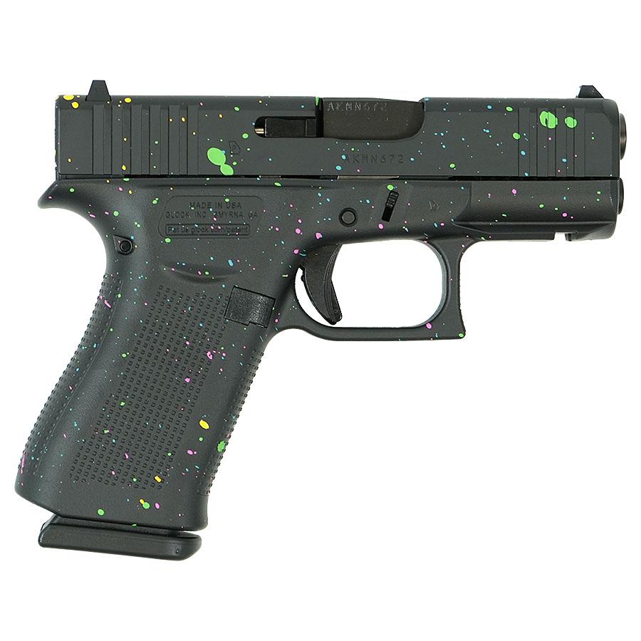 Glock 43X "Multi-Color Paint Splatter" Black Handgun 9mm Luger 10rd Magazines(2) 3.41" Barrel Accessory Rail USA Made