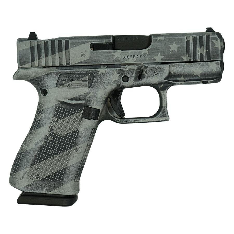 Glock 43X "US Flag" Distressed Gray Handgun 9mm Luger 10rd Magazines(2) 3.4" Barrel Accessory Rail USA Made