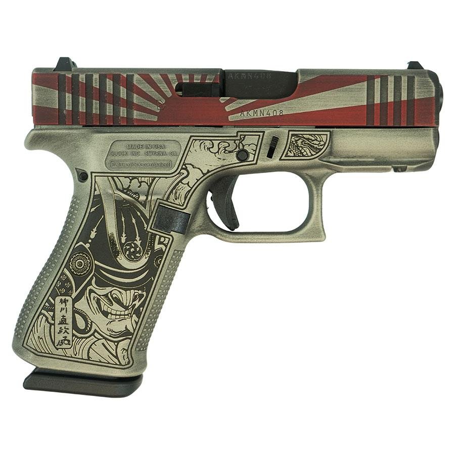 Glock 43X "Rising Sun Bushido" Battle Worn Handgun 9mm Luger 10rd Magazines(2) 3.4" Barrel Accessory Rail USA Made