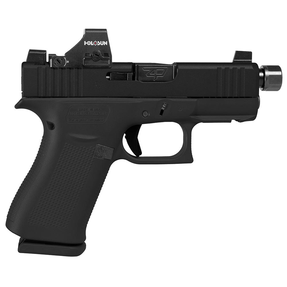 Glock 43X Custom "Shark Puppy" Black Handgun 9mm Luger 10rd Magazines (1) 3.9" Threaded Black Barrel Holosun 407K