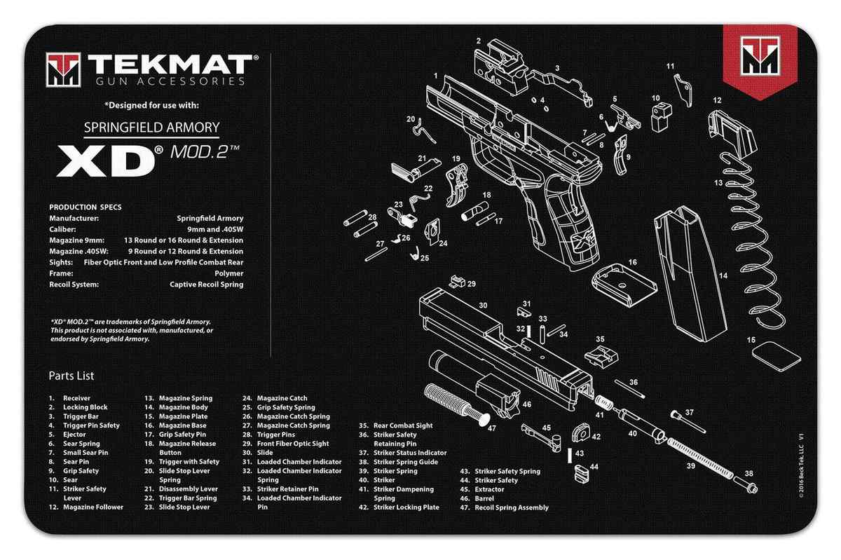 TekMat 11x17 Gun Cleaning Mat- Springfield Armory XD Mod.2
