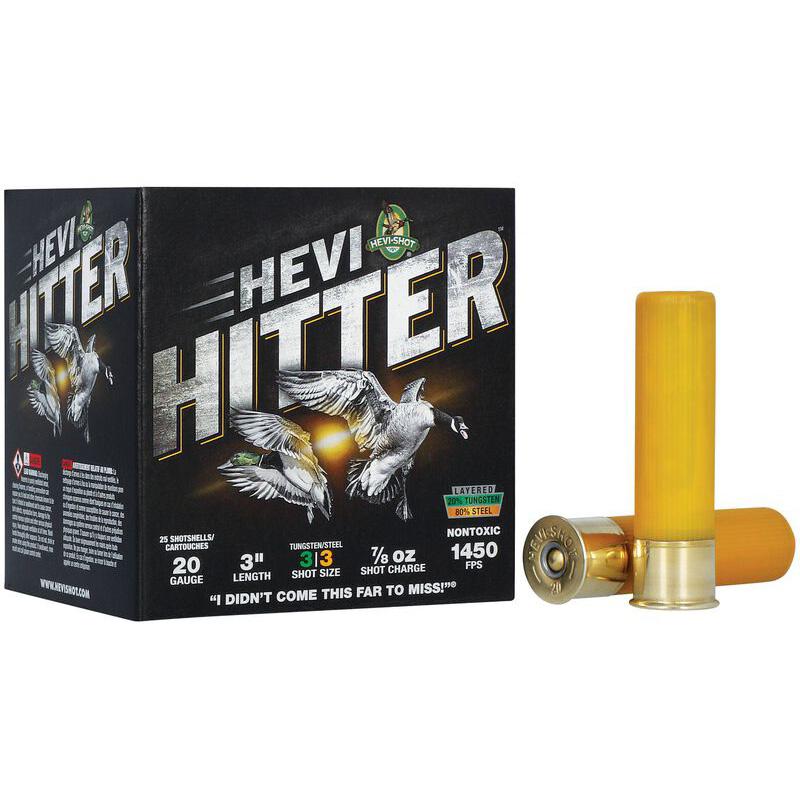 HEVI-Shot HEVI-Hitter Tungsten/Steel Shotshells 20ga 3" 7/8oz 1450 fps #3 25/ct