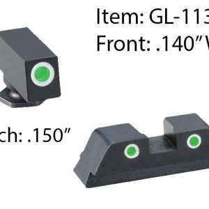 Ameriglo Classic Style 3-Dot Night Sight Set for Select Glocks / Front Tritium - Green / Front Outline - White / Rear Tritium - Green / Rear Outline -