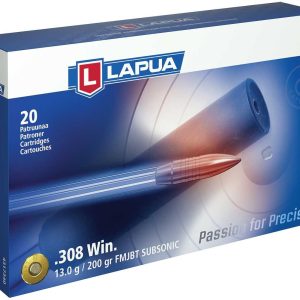 Lapua Subsonic Rifle Ammunition .308 Win  200 gr FMJ-BT 1066 fps 20/ct