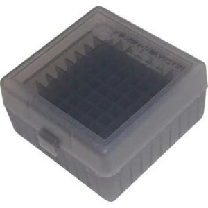 MTM Flip-Top Ammo Box 100 Rounds 223/204 Ruger/6x47 Clear Smoke