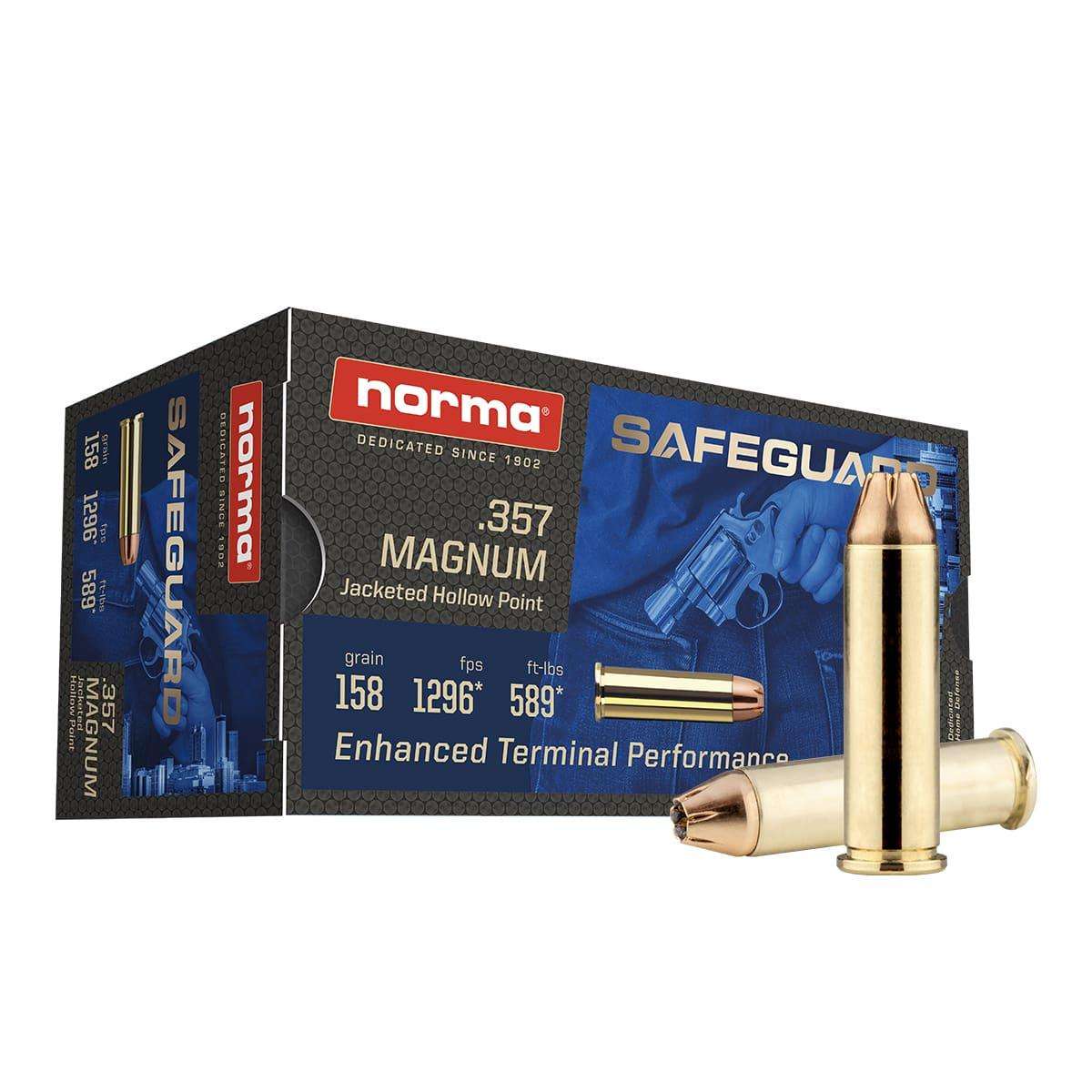 Norma Safeguard Handgun Ammunition .357 Magnum 158gr JHP 1296 fps 50/ct