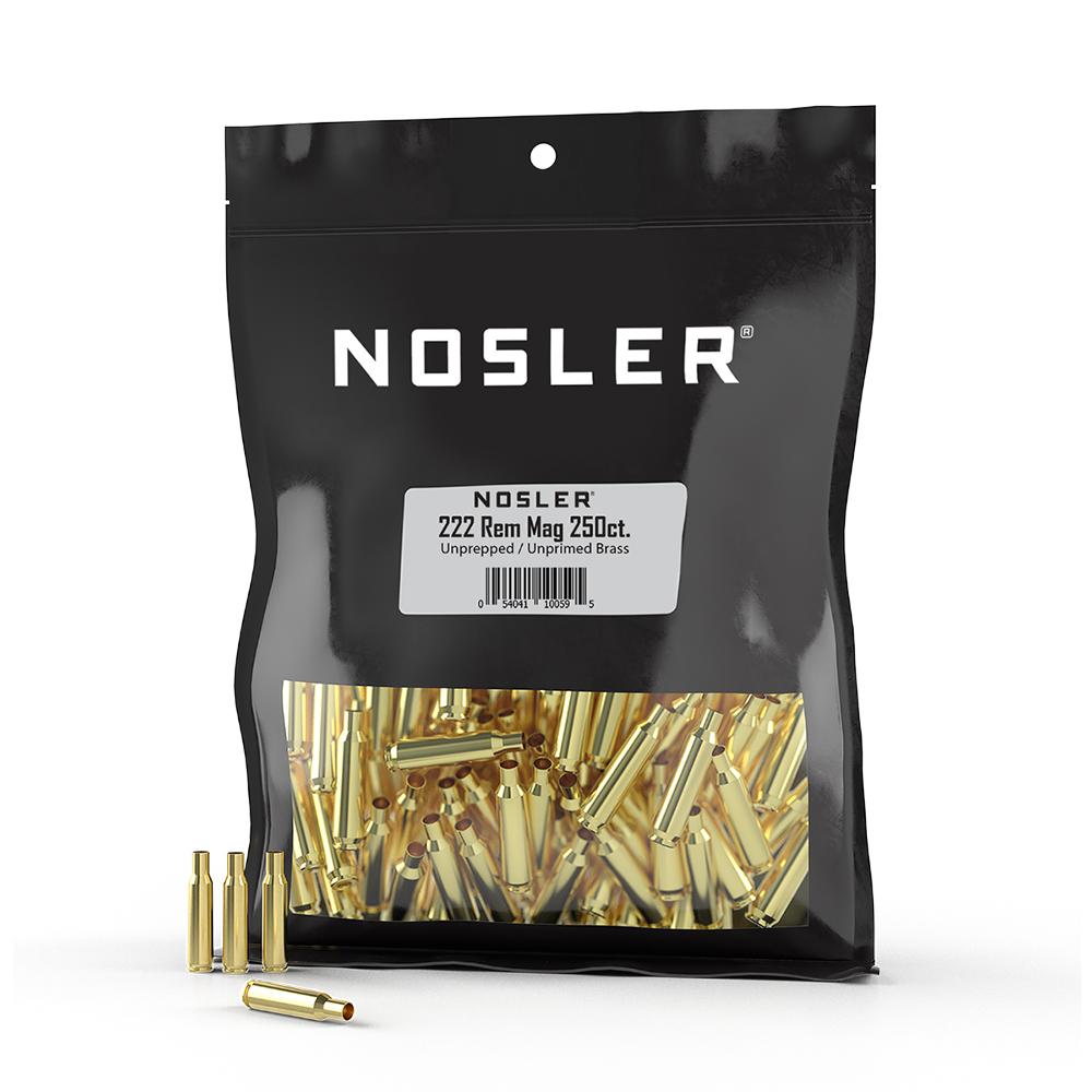 Nosler Unprimed Unprepped Brass Rifle Cartridge Cases .222 Rem Mag 250/ct (BULK)