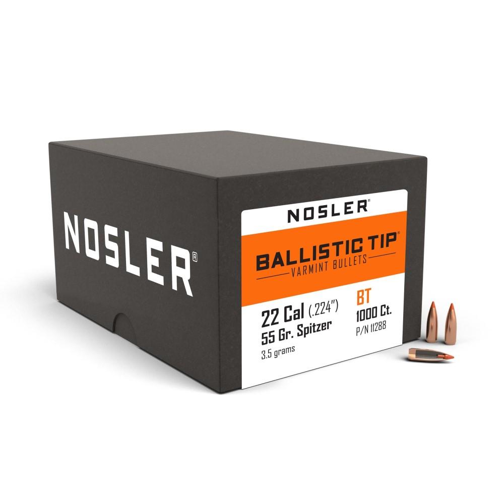 Nosler Ballistic Tip Varmint Rifle Bullets .22 cal .224" 55 gr SBT-SB 1000/ct