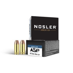 Nosler ASP Handgun Ammunition .45 ACP 185 gr JHP 980 fps 20/ct