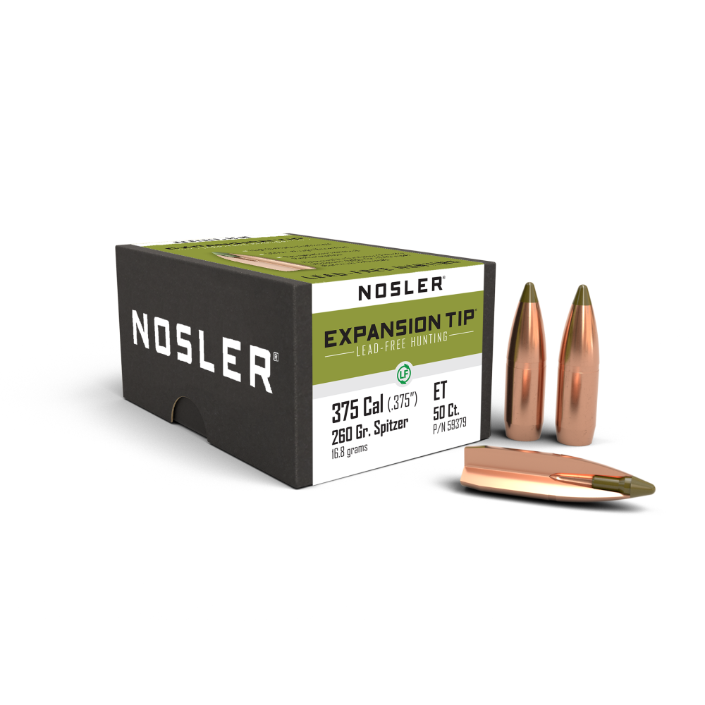 Nosler E-Tip Lead Free Rifle Bullets .375 Cal .375" 260 gr SPTZ ETIP 50/ct