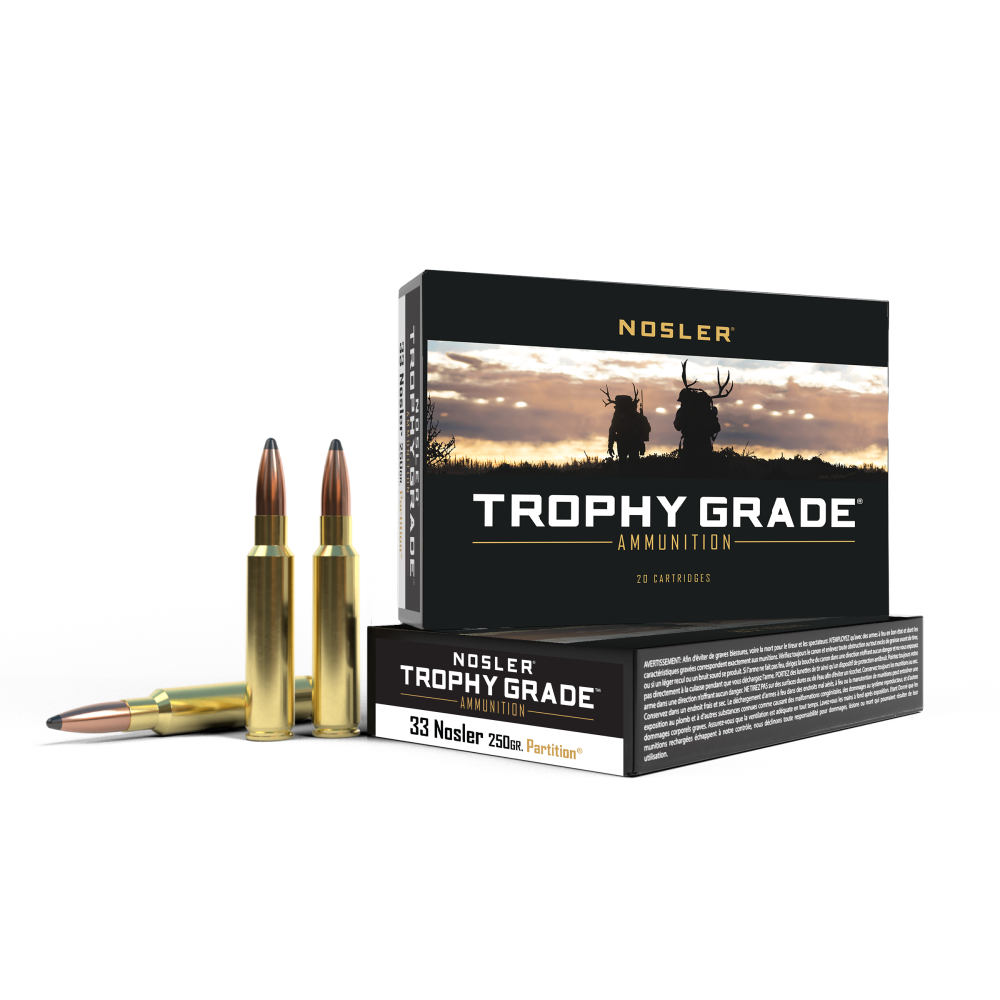 Nosler Partition Trophy Grade Rifle Ammunition 33 Nosler 250 gr PSP 2750 fps 20/ct