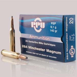 PPU Standard Rifle Ammunition .264 Win Mag PSP 140 gr 3018 fps 20/ct