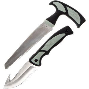 Battenfeld Knives Old Timer Hunter Combo Serrated Blade and Guthook Blade Black and Grey