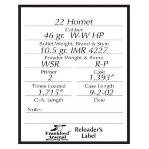 Frankford Arsenal Pistol And Rifle Reloader Labels - 100pk