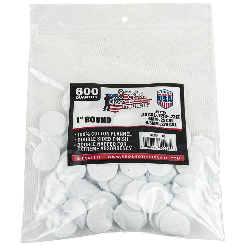 Pro-Shot 1" Round 100% Cotton Patches 600/ct