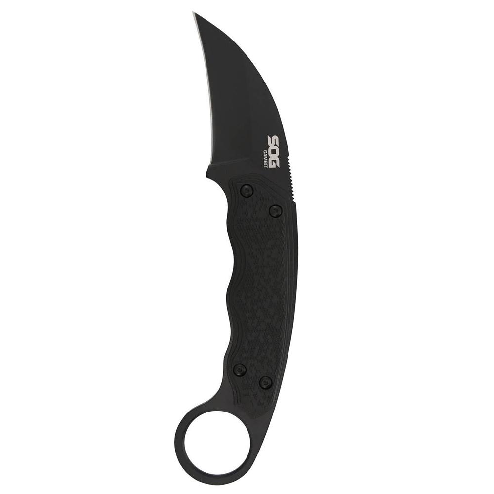 SOG Gambit Blackout Fixed Knife 2-3/5" Sheepsfoot Blade Black
