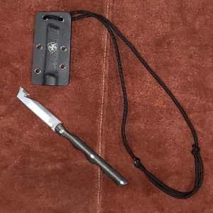 Templar Neck Knife Black Powder D2 Tanto Silver