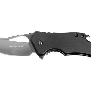 Sarge Knives Black Fuse Folding Knife 2 3/8" Blade Black with Bottle Opener
