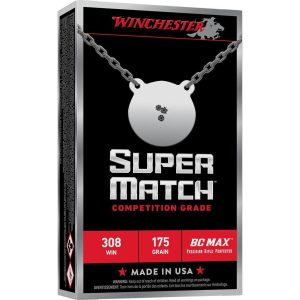 Winchester Super Match BC MAX Rifle Ammunition .308 Win 175gr PT 2650fps 20/ct