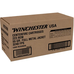 Winchester USA Lake City Rifle Ammunition .223 Rem 55 gr. FMJ 3240 fps 1000/ct (Case)