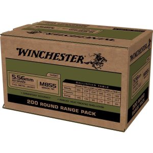 Winchester USA Lake City M855 Green Tip Rifle Ammunition 5.56X45 NATO 62 gr. FMJ 3060 fps 800/ct (4-200/ct)