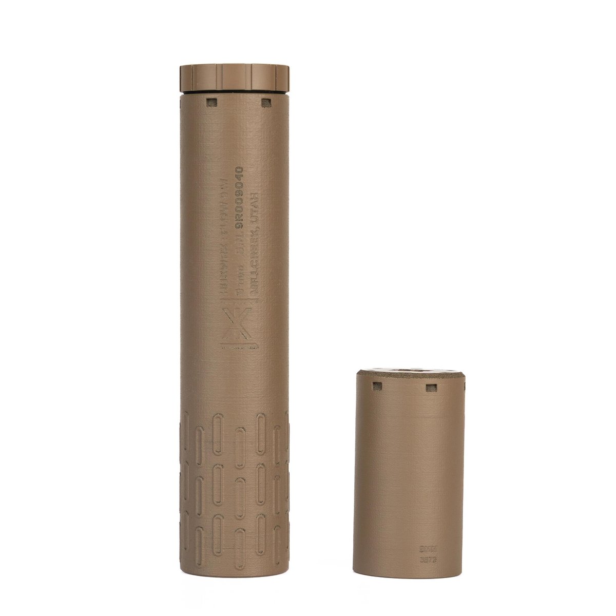 HUXWRK Flow 9 M Direct Thread Suppressor 9mm Luger 1.38 Dia 8.6" w/Module FDE
