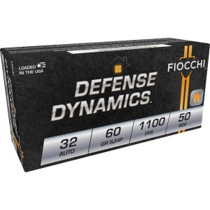Fiocchi Defense Dynamics Handgun Ammunition .32 ACP 60 gr JHP 1100 fps 50/ct