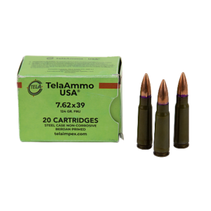 TELA AMMO USA 7.62X39 124G FMJ STEEL CASE, NON CORROSIVE 20RD BX 1000RD CASE