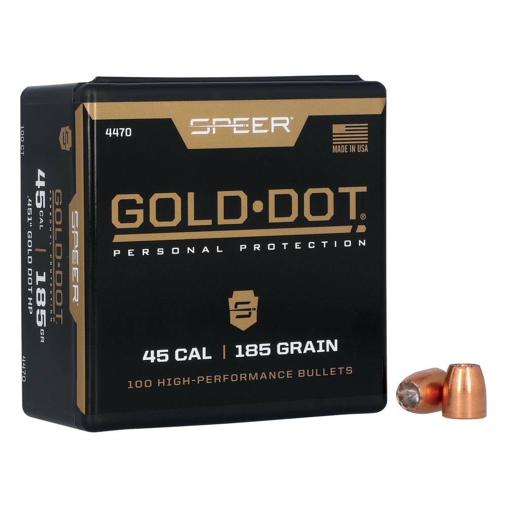 Speer Gold Dot Personal Protection Handgun Bullets .45 Auto .451″ 185 gr GDHP 100/ct
