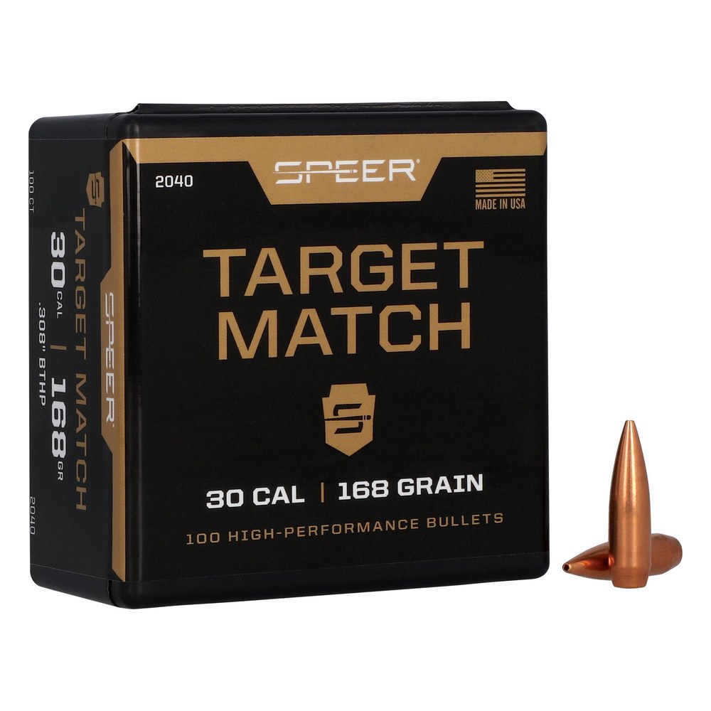 Speer Target Match Rifle Bullets .30 cal .308″ 168 gr BTHP 100/ct